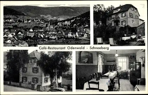 Ak Schneeberg im Odenwald Unterfranken, Cafe Restaurant und Pension Odenwald, Innenansicht
