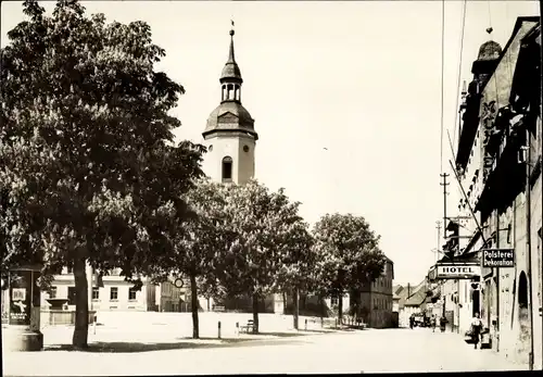 Foto Triptis in Thüringen, Straßenpartie, Kirche, Hotel Mohren, Polstereigeschäft