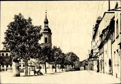 Foto Triptis in Thüringen, Markt, Kirche, Hotel Mohren, Litfaßsäule