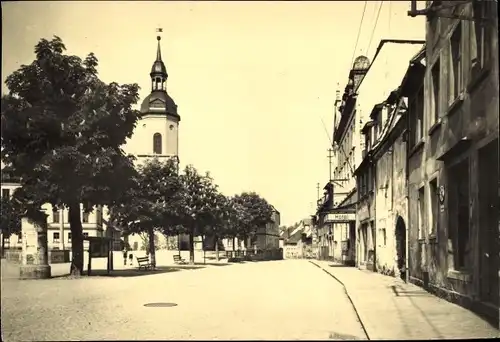 Foto Triptis in Thüringen, Markt, Kirche, Hotel Mohren, Litfaßsäule