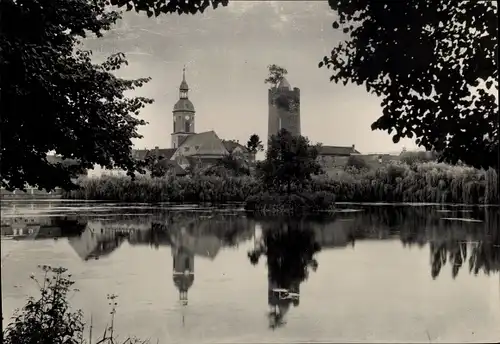 Foto Triptis in Thüringen, Kirche, Schlossturm, Teich