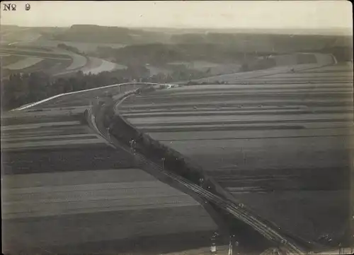 Foto Triptis in Thüringen, Bahnstrecke, Felder, Fliegeraufnahme