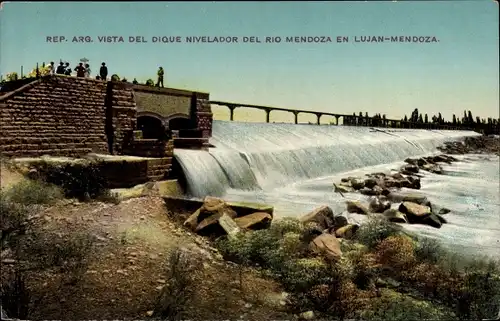 Ak Lujan Mendoza Argentinien, Vista del dique nivelador del Rio Mendoza