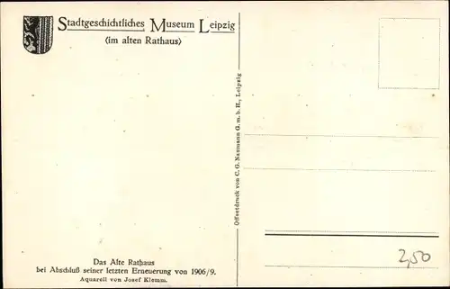 Künstler Ak Klemm, J., Leipzig, Altes Rathaus, Straßenbahn