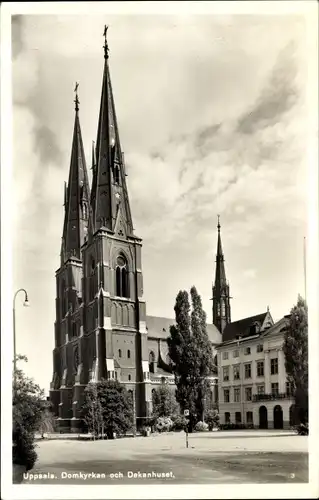 Ak Uppsala Schweden, Domkyrkan och Dekanhuset