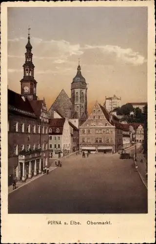 Ak Pirna in Sachsen, Blick auf den Obermarkt