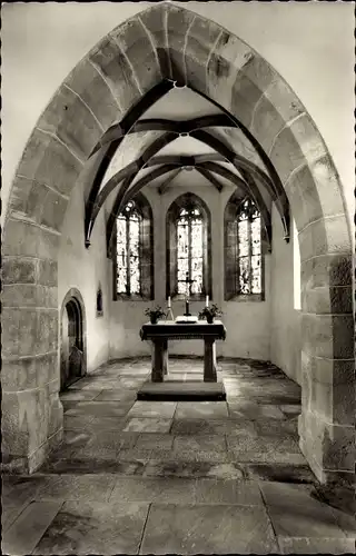 Ak Urnagold Seewald im Schwarzwald, Evang. Kirche Urnagold-Besenfeld, Blick auf Altarraum