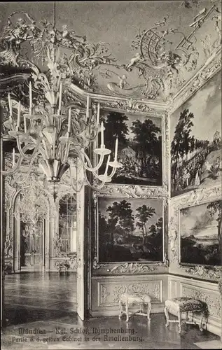 Ak Nymphenburg München Bayern, Kgl. Schloss Nymphenburg, Amalienburg, Partie a. d. gelben Kabinet