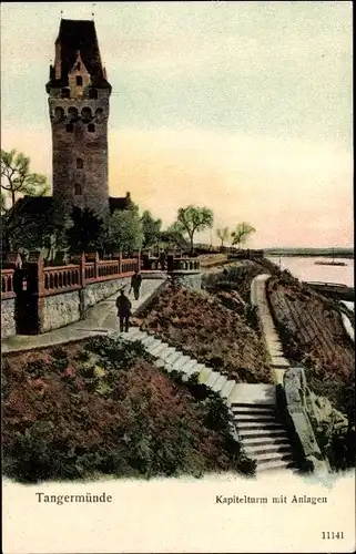 Ak Tangermünde an der Elbe, Kapitelturm mit Anlagen