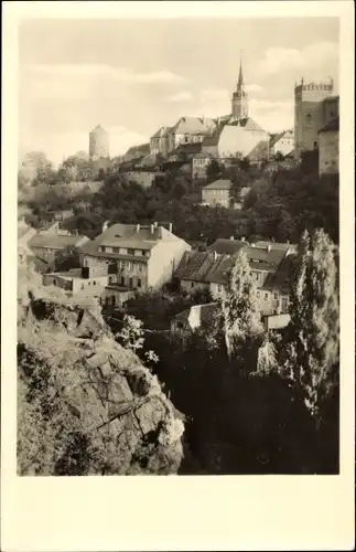 Ak Bautzen in der Oberlausitz, Teilansicht der Stadt, Felsformation, Turm, Kirche