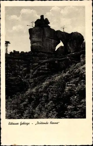 Ak Oybin in Sachsen, Zittauer Gebirge, Felsen Brütende Henne