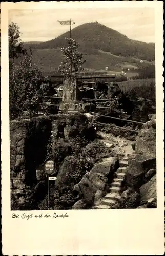 Ak Jonsdorf in Sachsen, Zittauer Gebirge, Orgel, Aussichtspunkt, Blick zur Lausche