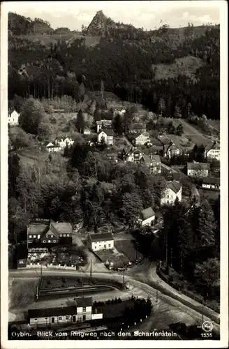 Ak Oybin in Sachsen, Blick vom Ringweg nach dem Scharfenstein