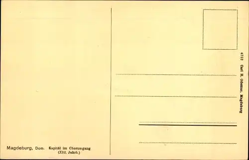 Ak Magdeburg an der Elbe, Dom, Kapitäl im Chorumgang (13. Jhd.), Detailansicht Säulen