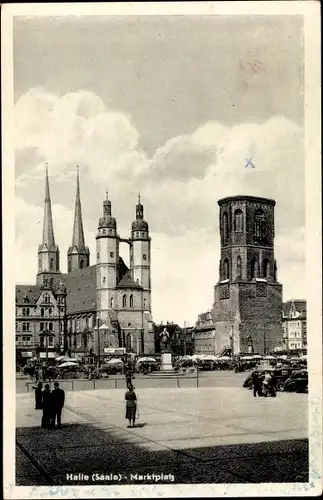 Ak Halle an der Saale, Kirche, Marktplatz