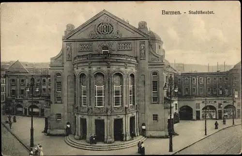 Ak Barmen Wuppertal, Ansicht des Stadttheaters, Gleise
