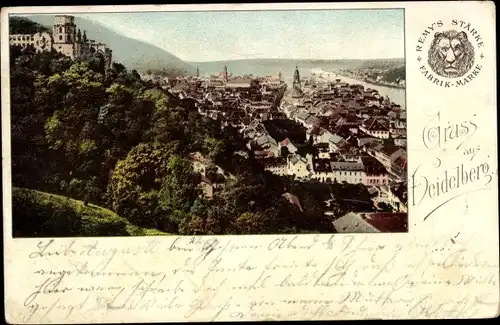 Ak Heidelberg am Neckar, Panorama des Ortes, Remys Stärke Fabrik Marke