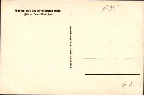 Ak Tholey im Landkreis St. Wendel Saarland, Gesamtansicht des Ortes mit der ehemaligen Abtei