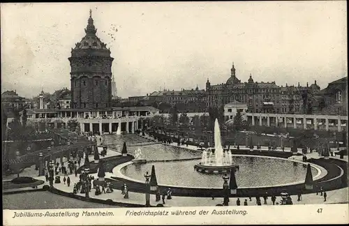 Ak Mannheim in Baden, Jubiläums-Ausstellung 1907, Friedrichsplatz während der Ausstellung