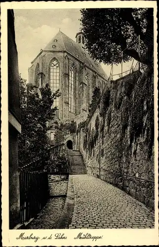 Ak Marburg an der Lahn, Partie an der Mühltreppe