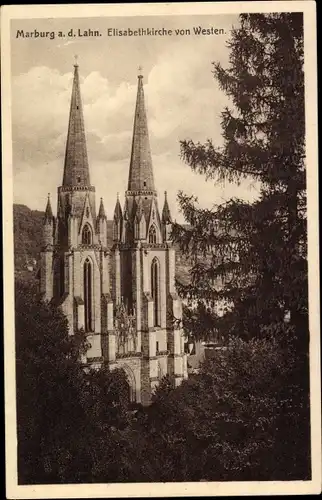 Ak Marburg an der Lahn, Elisabethkirche von Westen