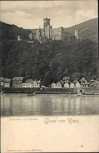 Ak Capellen Kapellen Stolzenfels Koblenz am Rhein, Panorama mit Burg