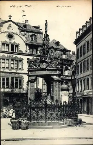 Ak Mainz am Rhein, Marktbrunnen