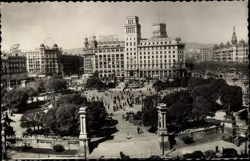 Ak Barcelona Katalonien Spanien, Plaza de Cataluna