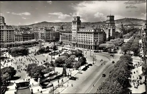 Ak Barcelona Katalonien Spanien, Katalonien Platz, Allee von Gracia