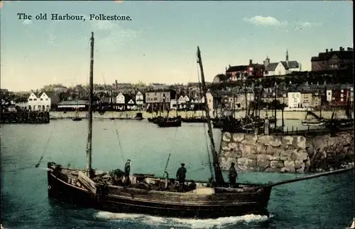 Ak Folkestone Kent England, The old Harbour