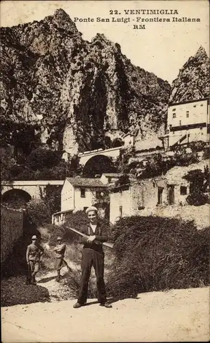 Ak Ventimiglia Liguria, Ponte San Luigi, Frontiera Italiana