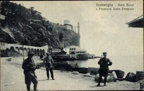 Ak Grimaldi di Ventimiglia Liguria, Balzi Rossi, Frontiera Italo-Francese