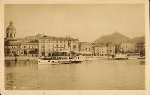 Ak Como Lombardia, Teilansicht, Dampfer