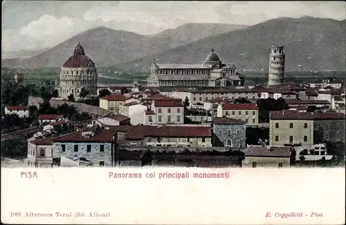 Ak Pisa Toscana, La Tour Penchée et le Baptistere, Panorama