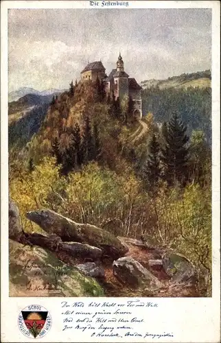 Künstler Ak Sankt Lorenzen am Wechsel Steiermark, Schloss Festenburg, Deutscher Schulverein