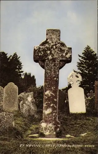 Ak Glendalough Co. Wicklow Irland, keltisches Kreuz