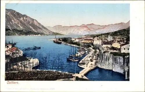 Ak Kotor Cattaro Montenegro, Panorama mit Bucht