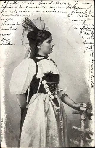 Ak Frau in schweizerischer Tracht, Portrait