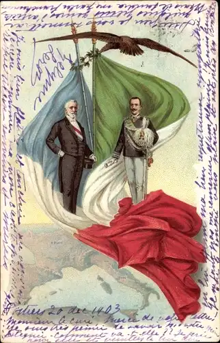 Ak Vittorio Emanuele III., König Viktor Emanuel III. von Italien, Émile Loubet