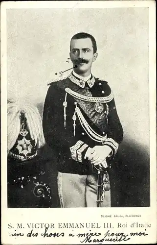 Ak Vittorio Emanuele III, Viktor Emanuel III., König von Italien, Portrait in Uniform