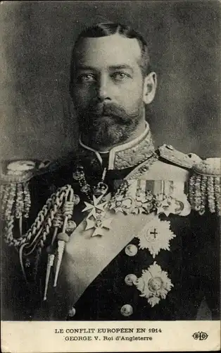 Ak King George V., König Georg V. von England, Portrait, Conflit Européen en 1914