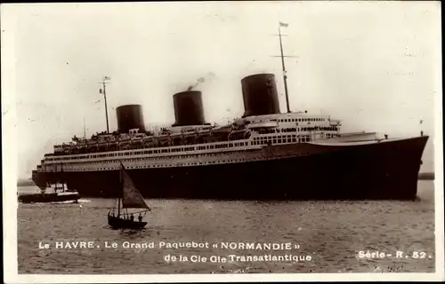 Ak Le Havre, Dampfer, Dampfschiff, Le Grand Paquebot Normandie, CGT, French Line