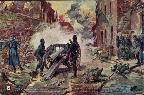 Künstler Ak The War, How the Germans were cleared from the Aisne