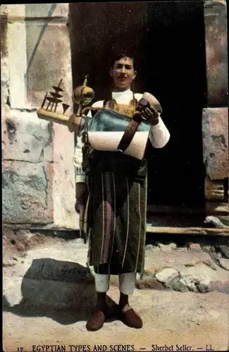 Ak Egyptian Types and Scenes, Sherbet Seller