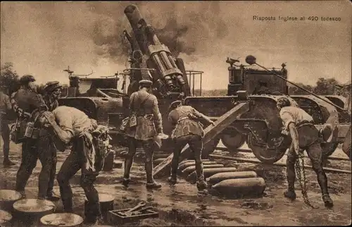 Ak Risposta Inglese al 420 tedesco, Britische Soldaten, Geschütz