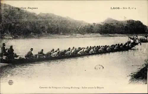 Ak Laos, Courses de Pirogues a Luang Prabang, Salut avant le Depart