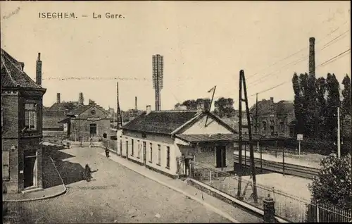 Ak Izegem Iseghem Westflandern, La Gare