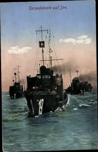 Ak Deutsche Kriegsschiffe, Torpedoboote auf See, 19, 20, 21, Kaiserliche Marine