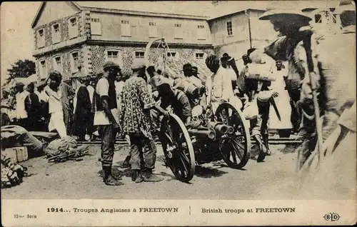 Ak Freetown Sierra Leone, Troupes anglaises, Britische Truppen, Geschütz