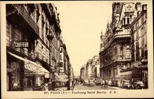 Ak Paris X, Faubourg Saint Martin, Straßenpartie